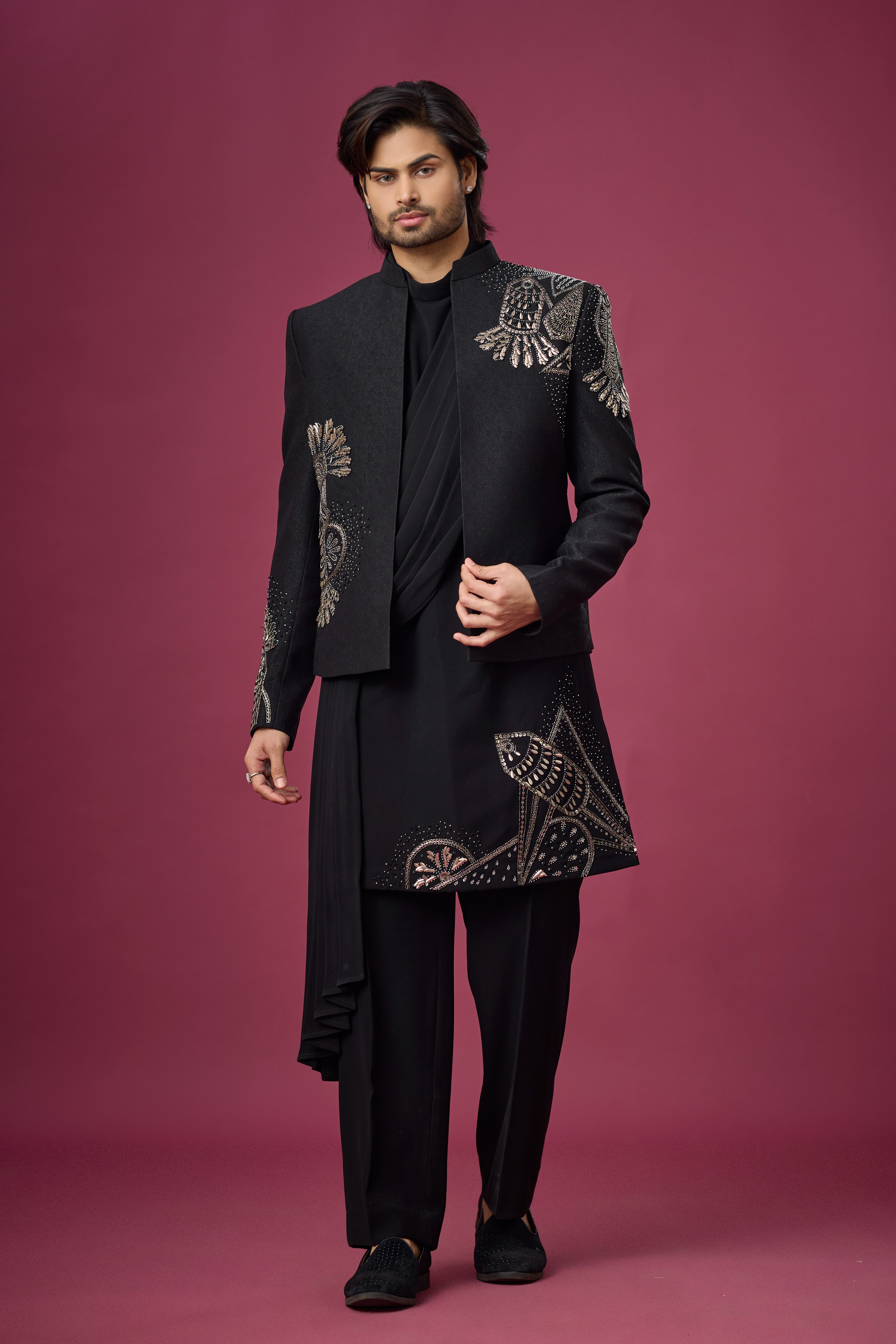 Midnight Noir Regal Embroidered Indo-Western Set