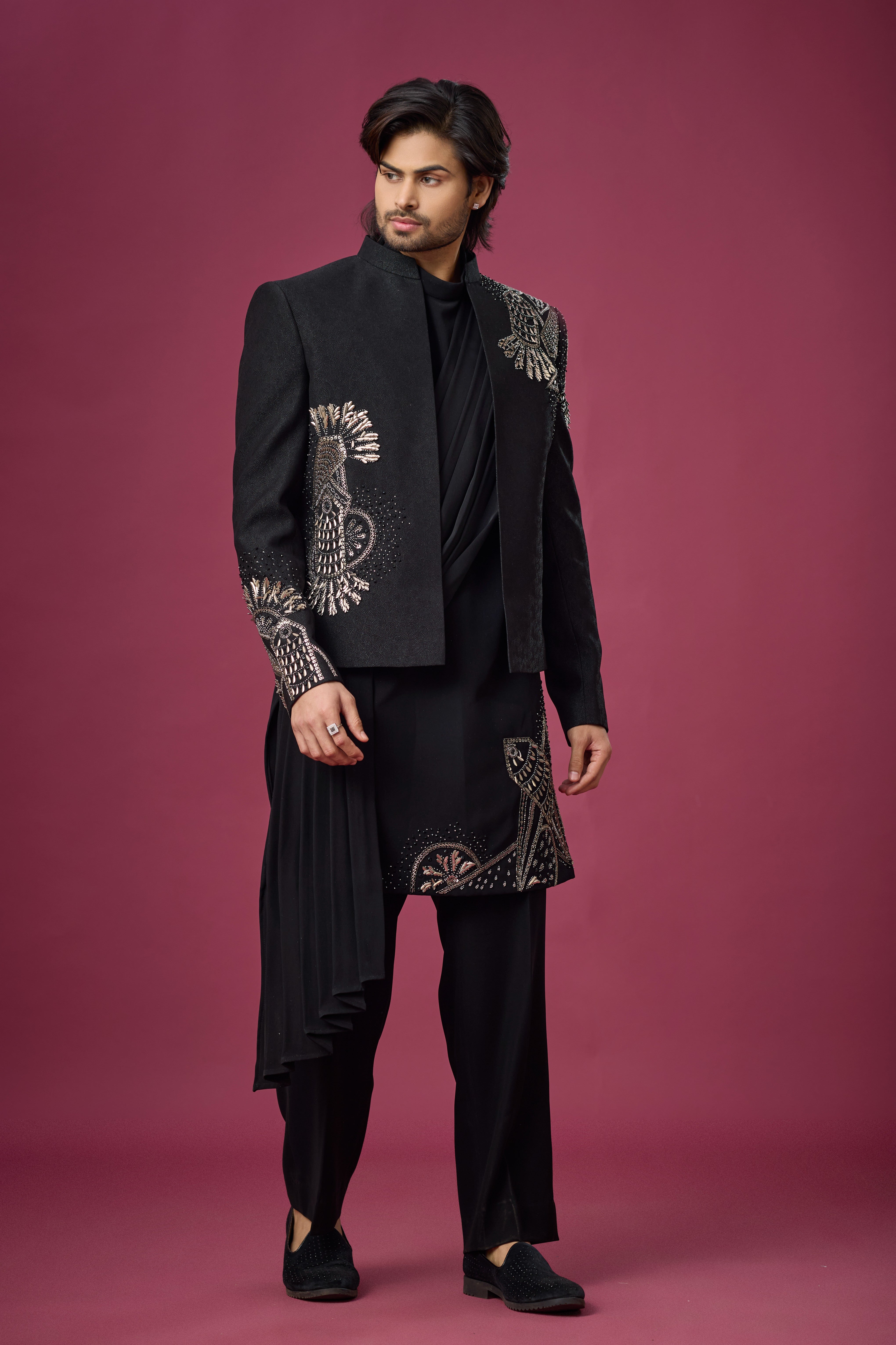 Midnight Noir Regal Embroidered Indo-Western Set