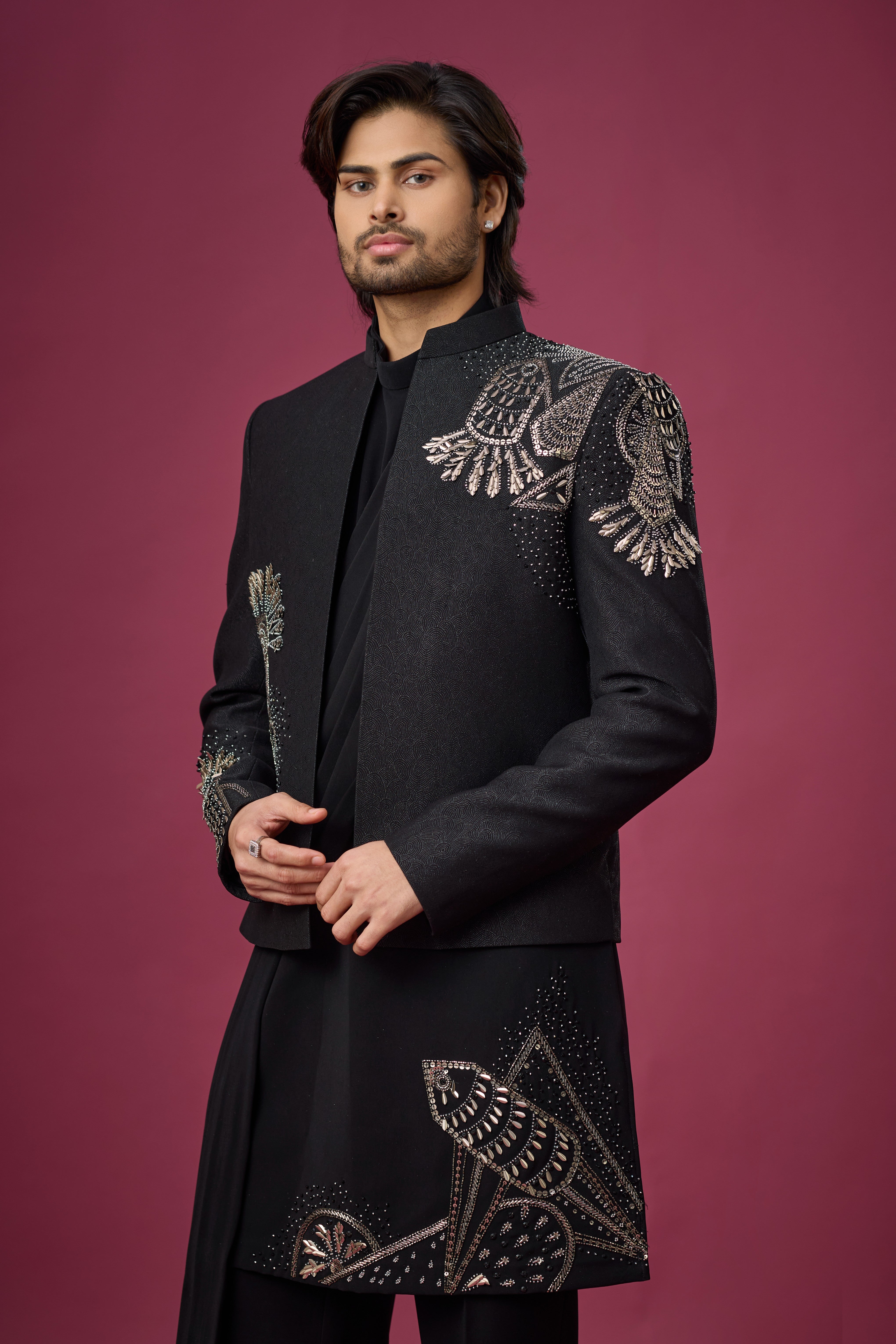 Midnight Noir Regal Embroidered Indo-Western Set