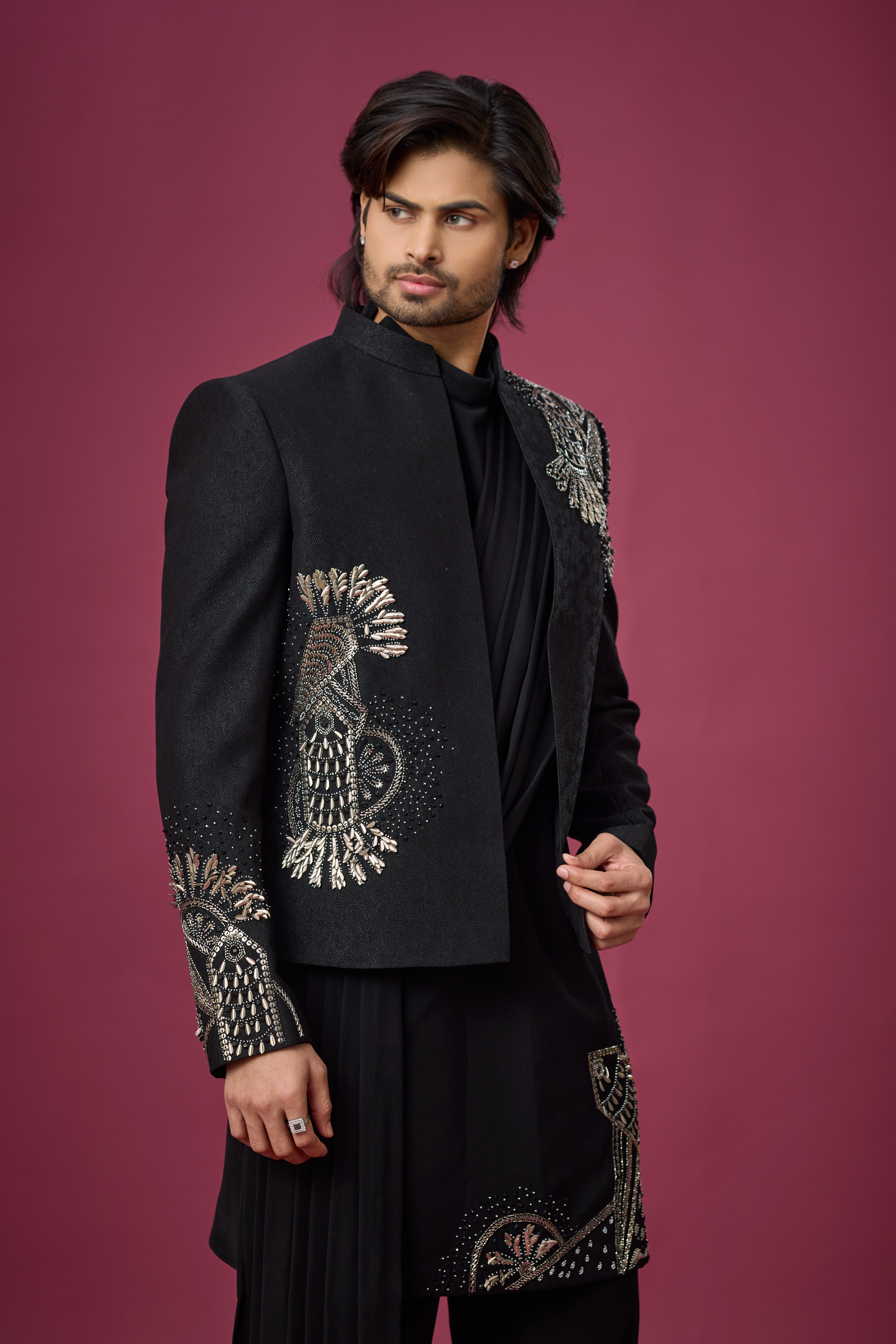 Midnight Noir Regal Embroidered Indo-Western Set
