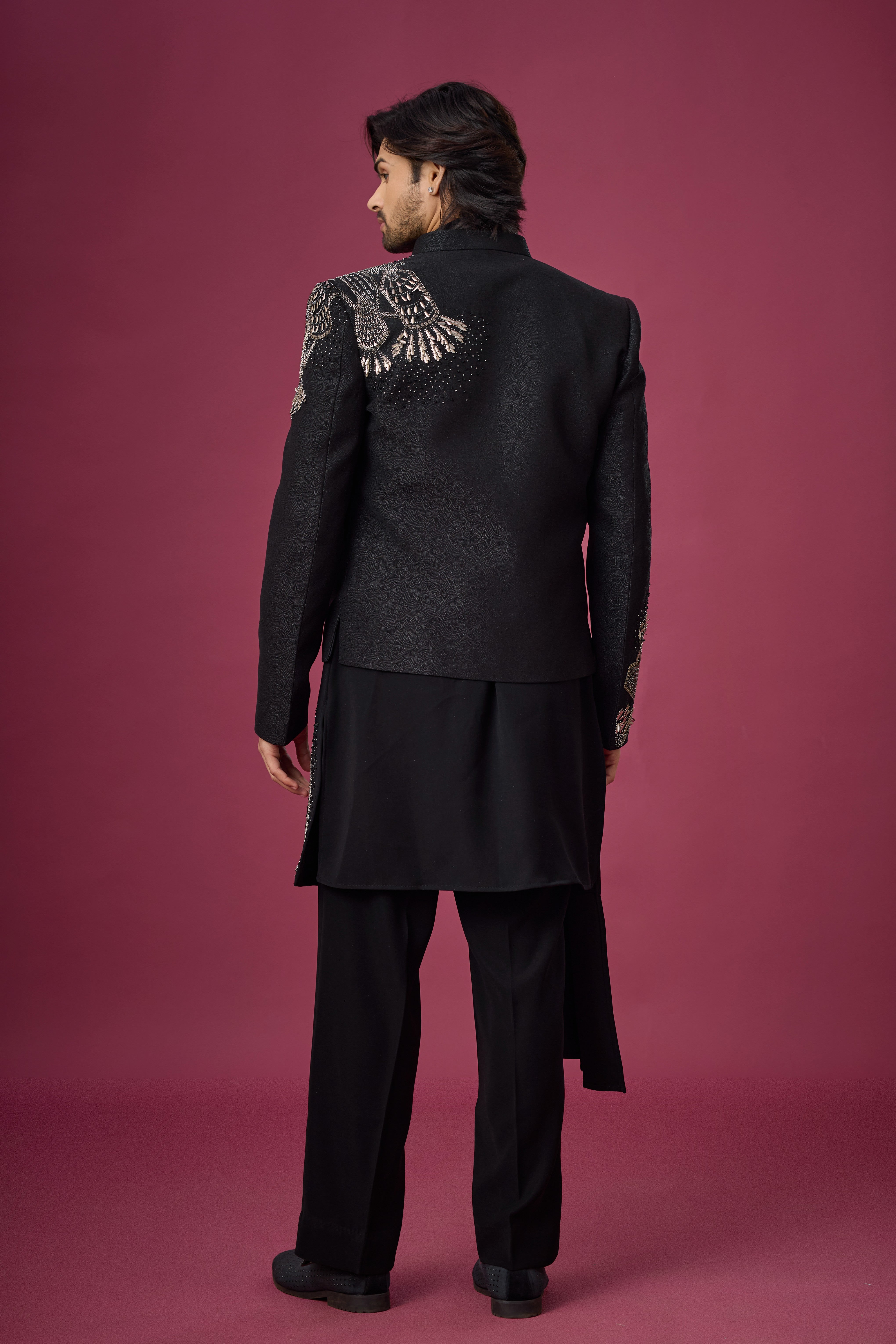 Midnight Noir Regal Embroidered Indo-Western Set
