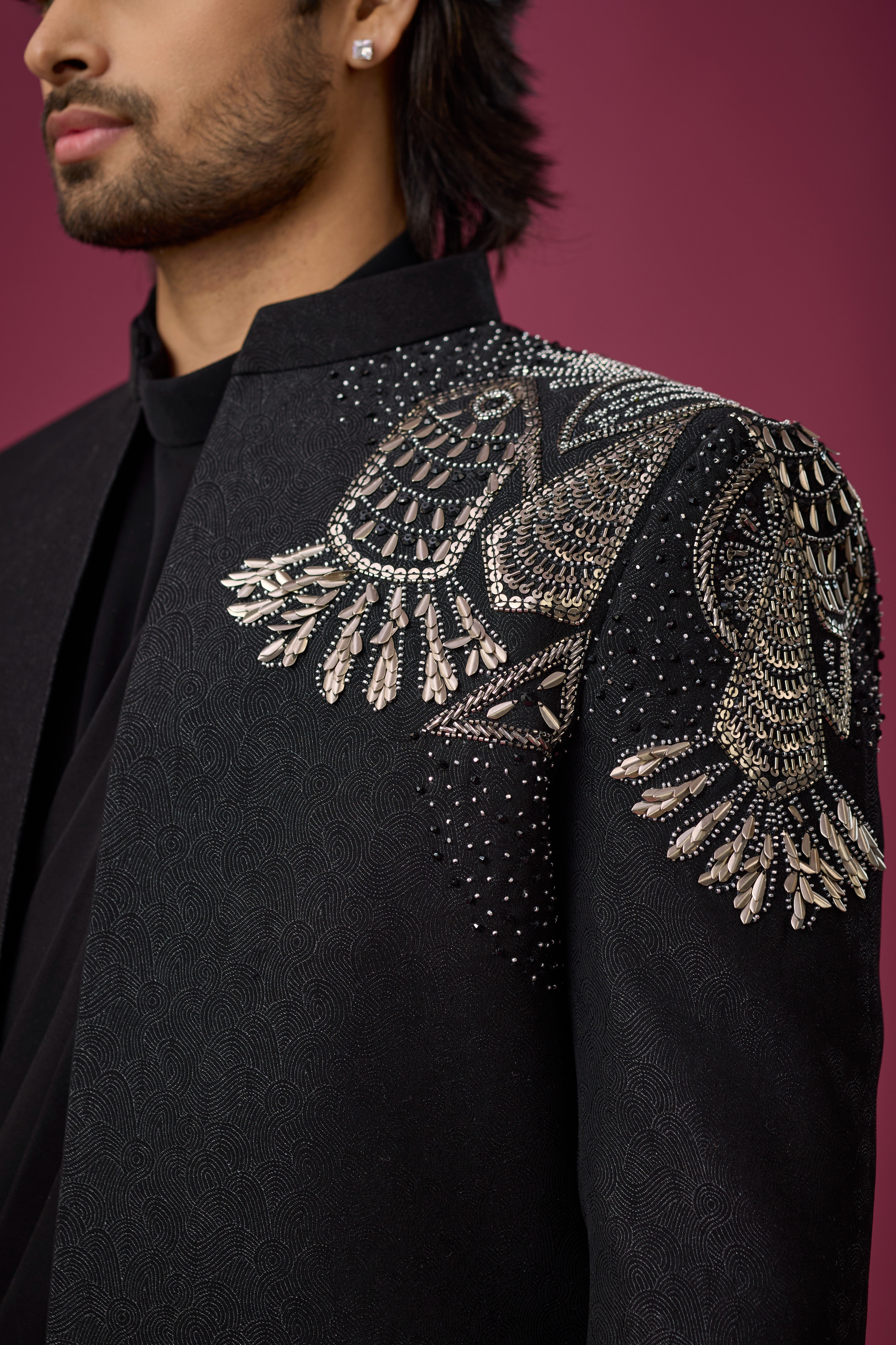 Midnight Noir Regal Embroidered Indo-Western Set