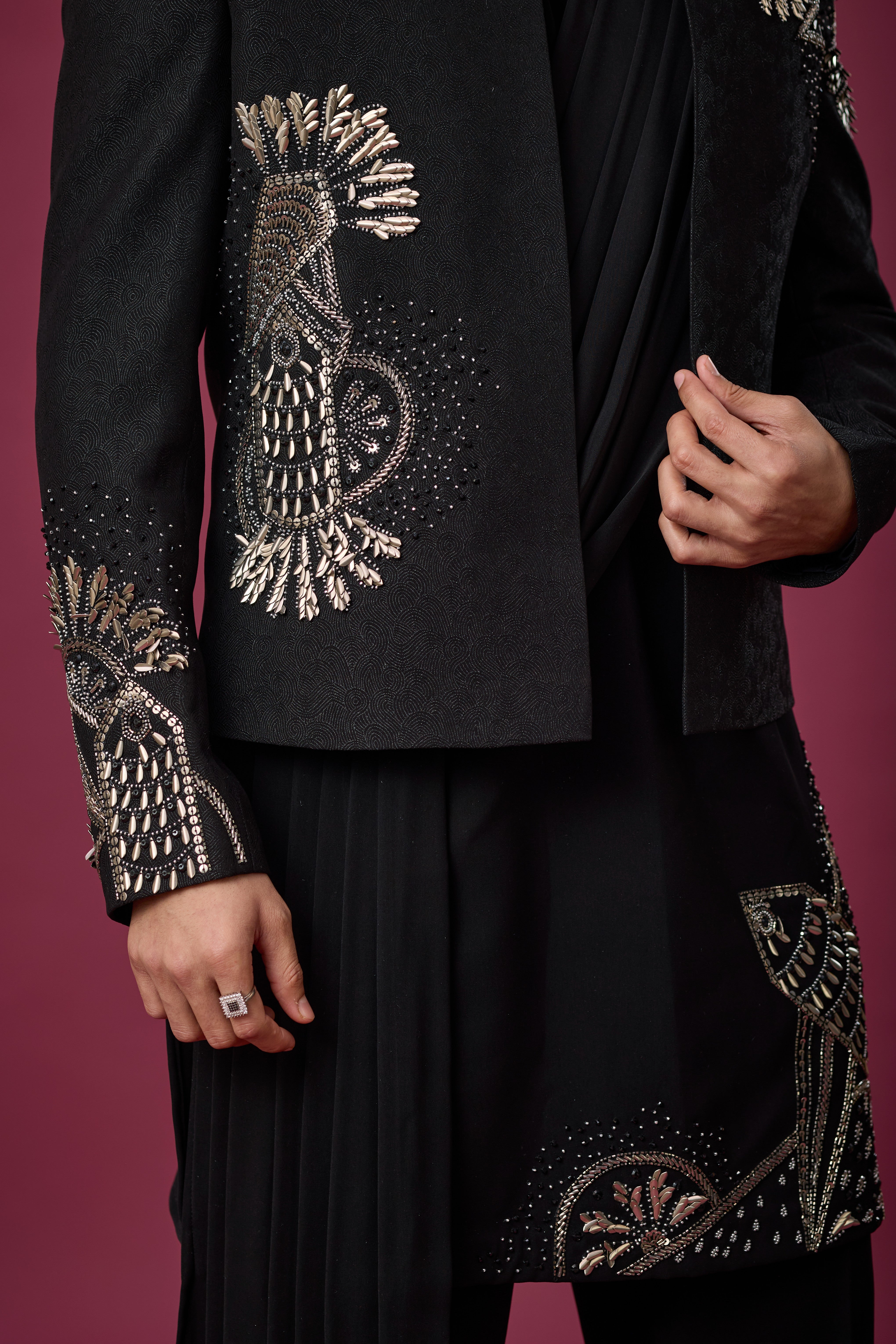 Midnight Noir Regal Embroidered Indo-Western Set