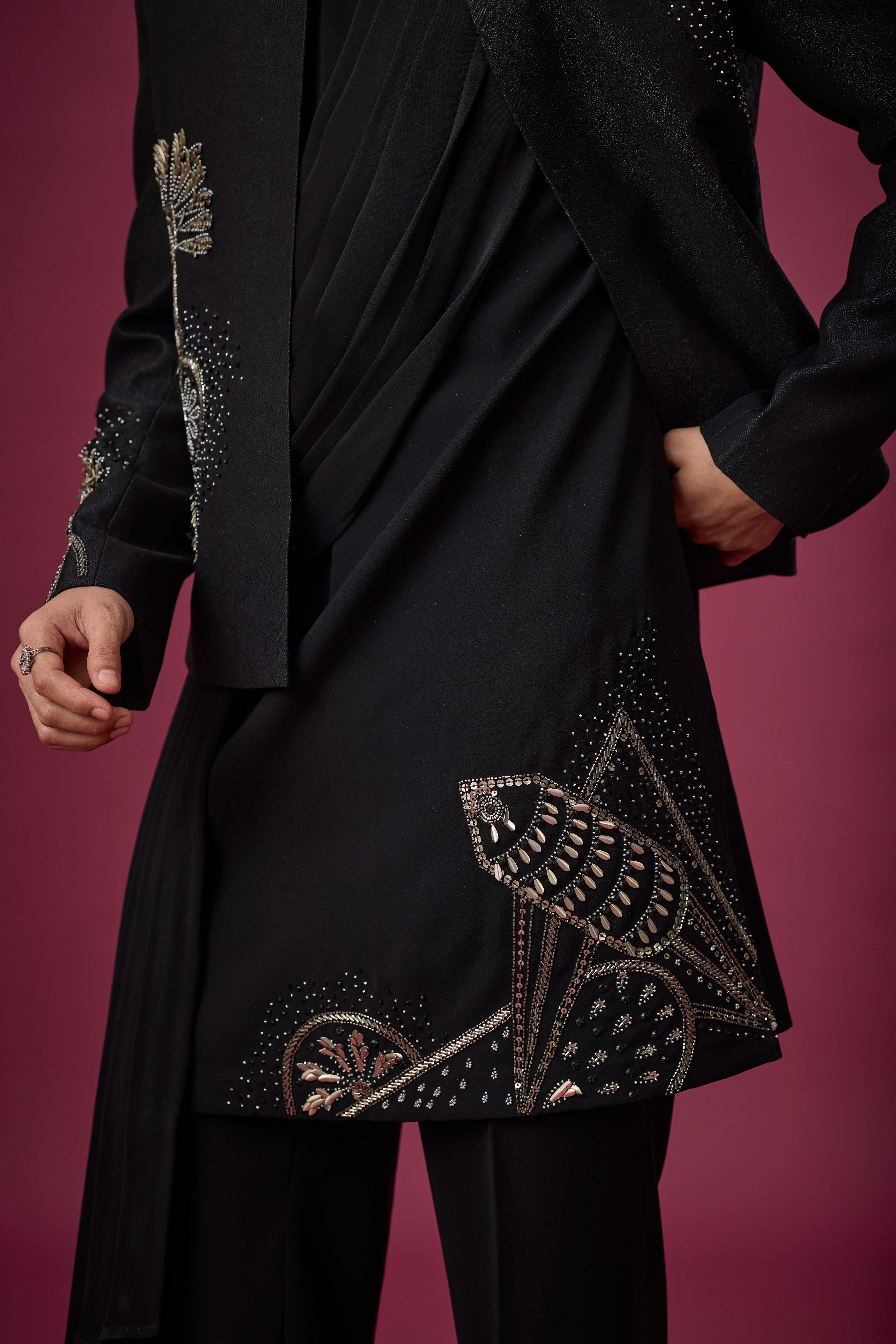 Midnight Noir Regal Embroidered Indo-Western Set
