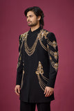 Midnight Gold Regal Drape Embroidered Indo-Western Set