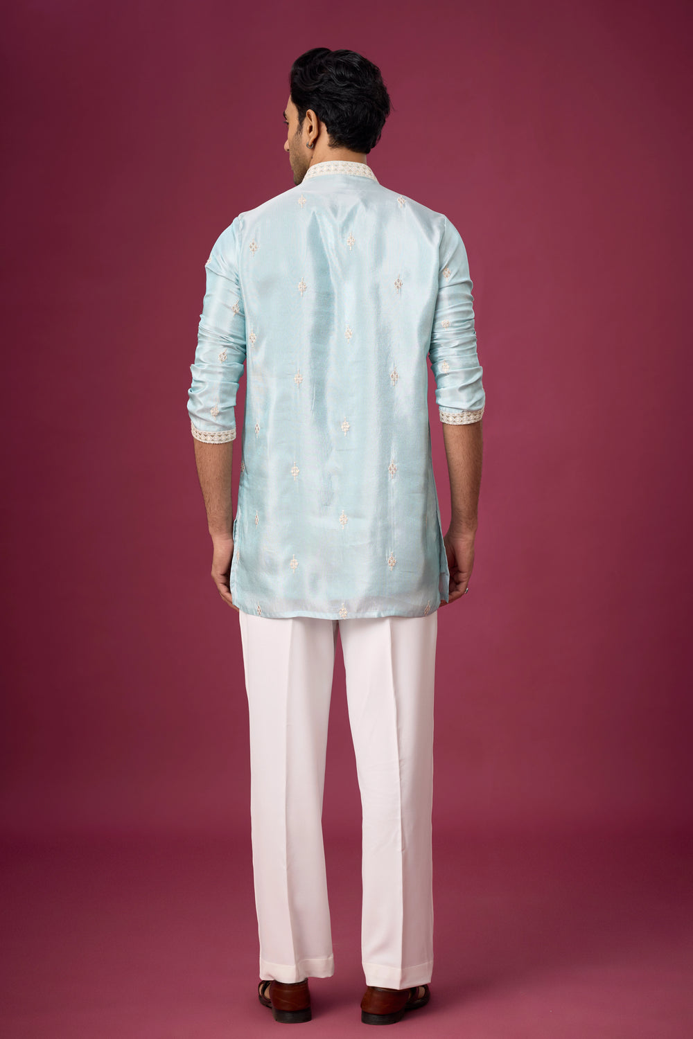 Serene Aqua Kurta Pajama Set – Front View | Mahavir NX