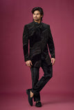 Midnight Noir Wave Embroidered Indo-Western Set