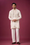 Groom Kurta Set for Men – Ivory Regal Panel Embroidered Ethnic Wear | Mahavir NX