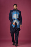 Midnight Sapphire Peacock Embellished Indo-Western Ensemble