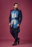 Midnight Sapphire Peacock Embellished Indo-Western Ensemble