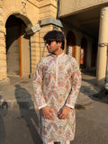 Ivory Multi-Color Embroidered Kurta for Men