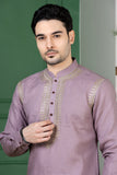 Royal Mauve Linen Embroidered Wedding Kurta for Men