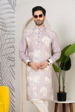 Signature Dusty Mauve Linen Printed Festive Kurta for Men