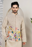 Sand Linen Multicolor Floral Printed Jacket Kurta Set