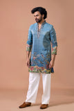 Elite Peacock Blue Festive Kurta Set