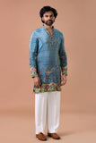 Elite Peacock Blue Festive Kurta Set