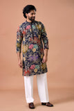 Elite Festive Floral Kurta with Tailored Straight Pants