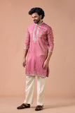 Royal Pink Tissue Embroidered Festive Kurta