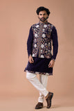 Royal Purple Embroidered Nehru Jacket Kurta Set