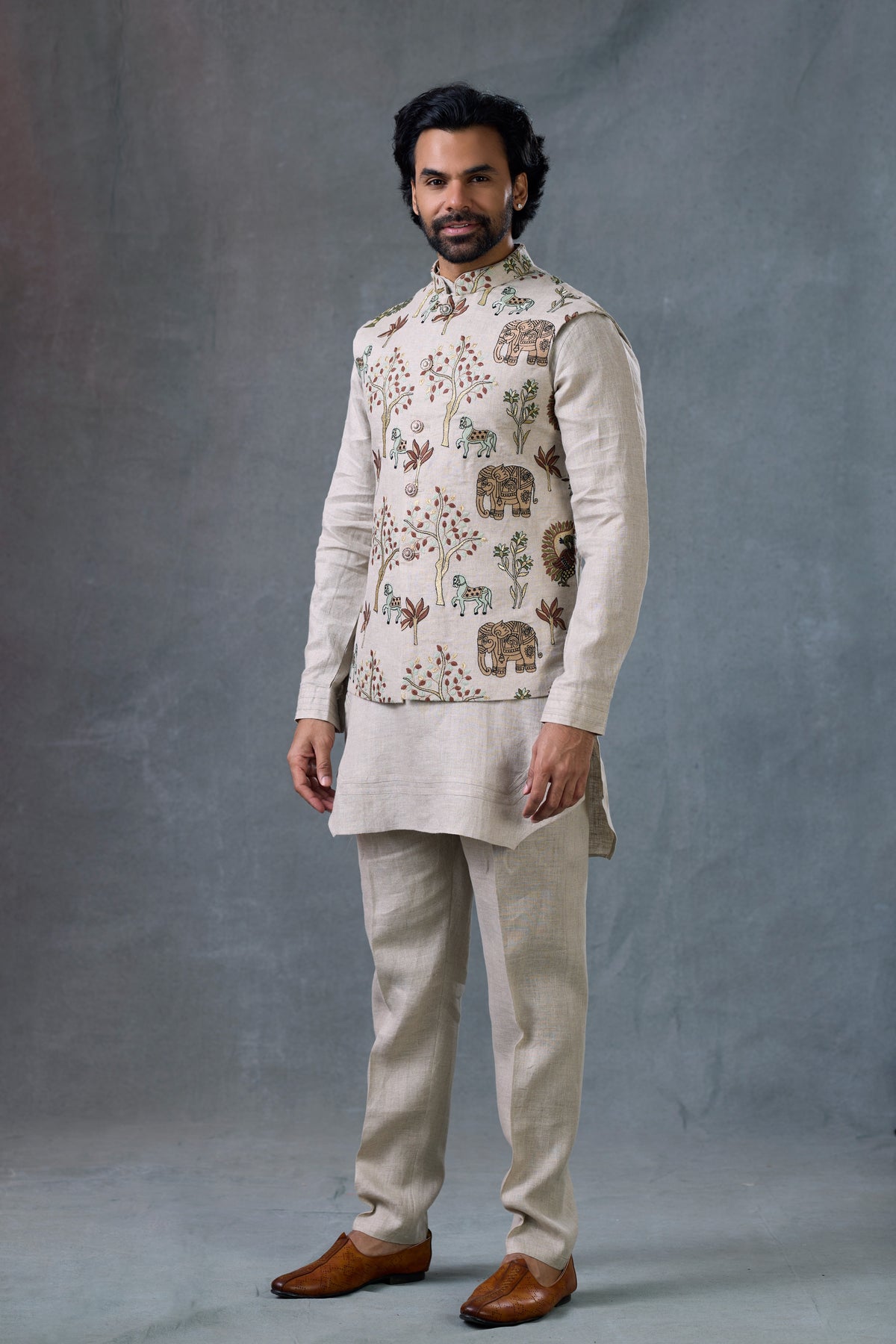 buy men linen kurta set