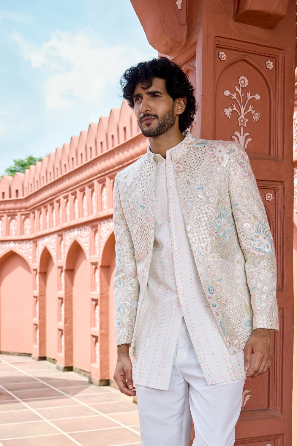 Designer indo-western - Ivory Peach Harmony Indo-Western