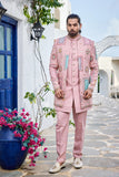 Designer indo-western kurta - Blush Pink Embroidered Indo-Western for Men