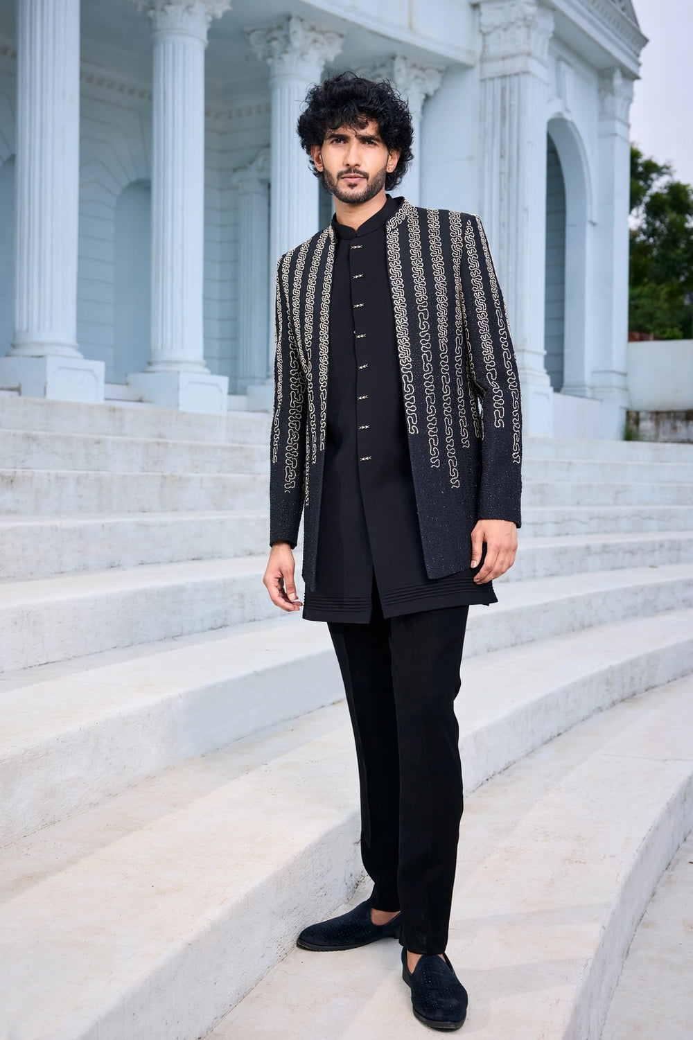 Designer indo-western kurta - Midnight Monarch Indo-Western