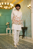 Designer jacket kurta - Natural Shade Linen Floral Jacket Kurta Set