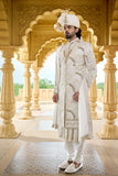 Designer sherwani - Ivory Luxury Anarkali Sherwani with Mirror Handwork