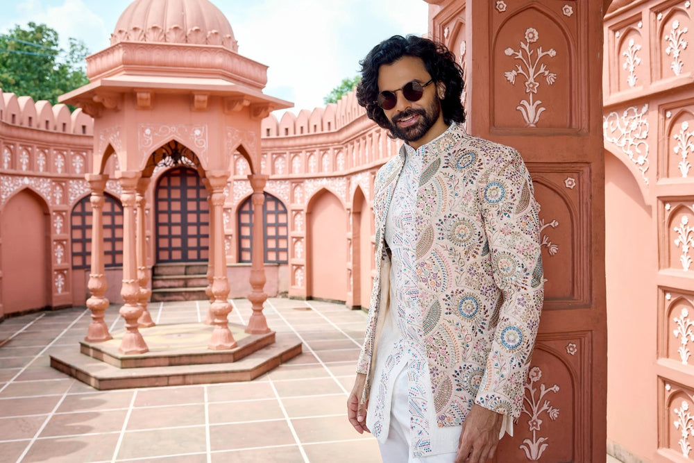 Embroidered indo-western - Ivory Pastel Royale Indo-Western