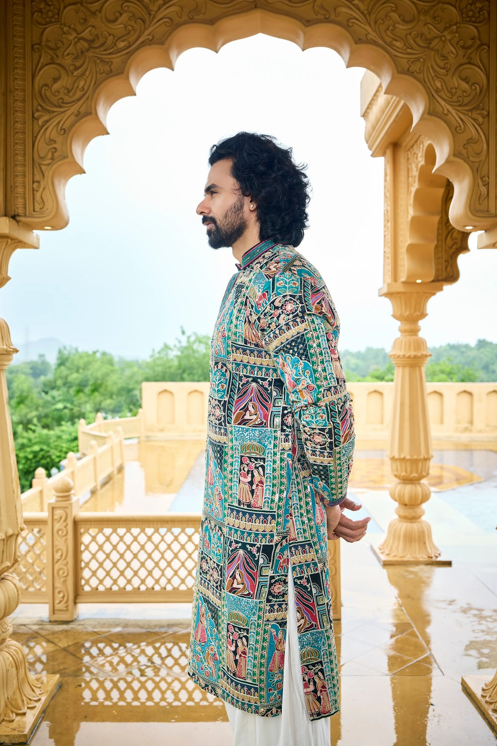 Ethnic Kurta Collection - Royal Green Heritage Kurta With Motif Detailing