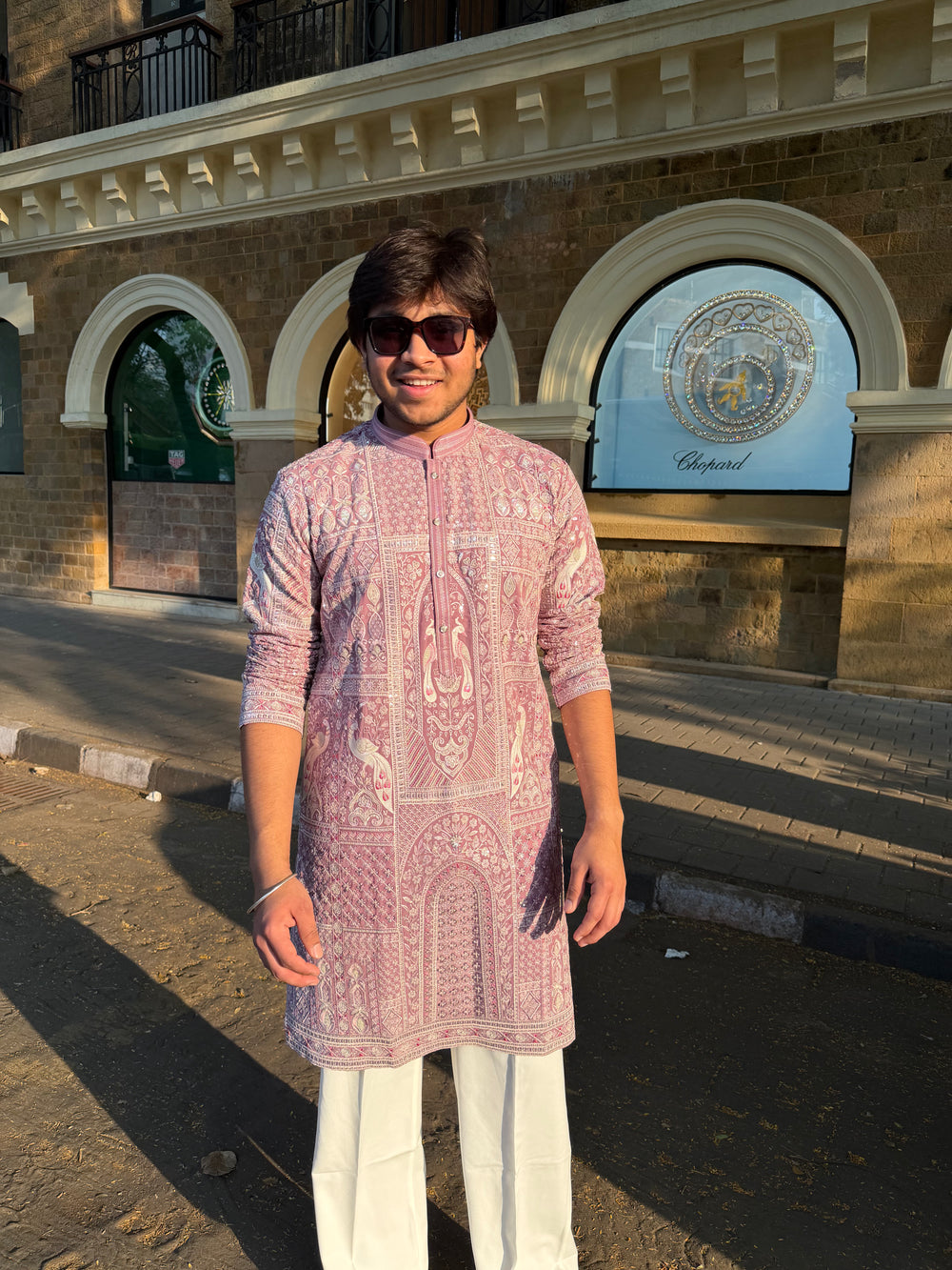 Ethnic Kurta for Men – Pastel Pink Embroidered Kurta for Men
