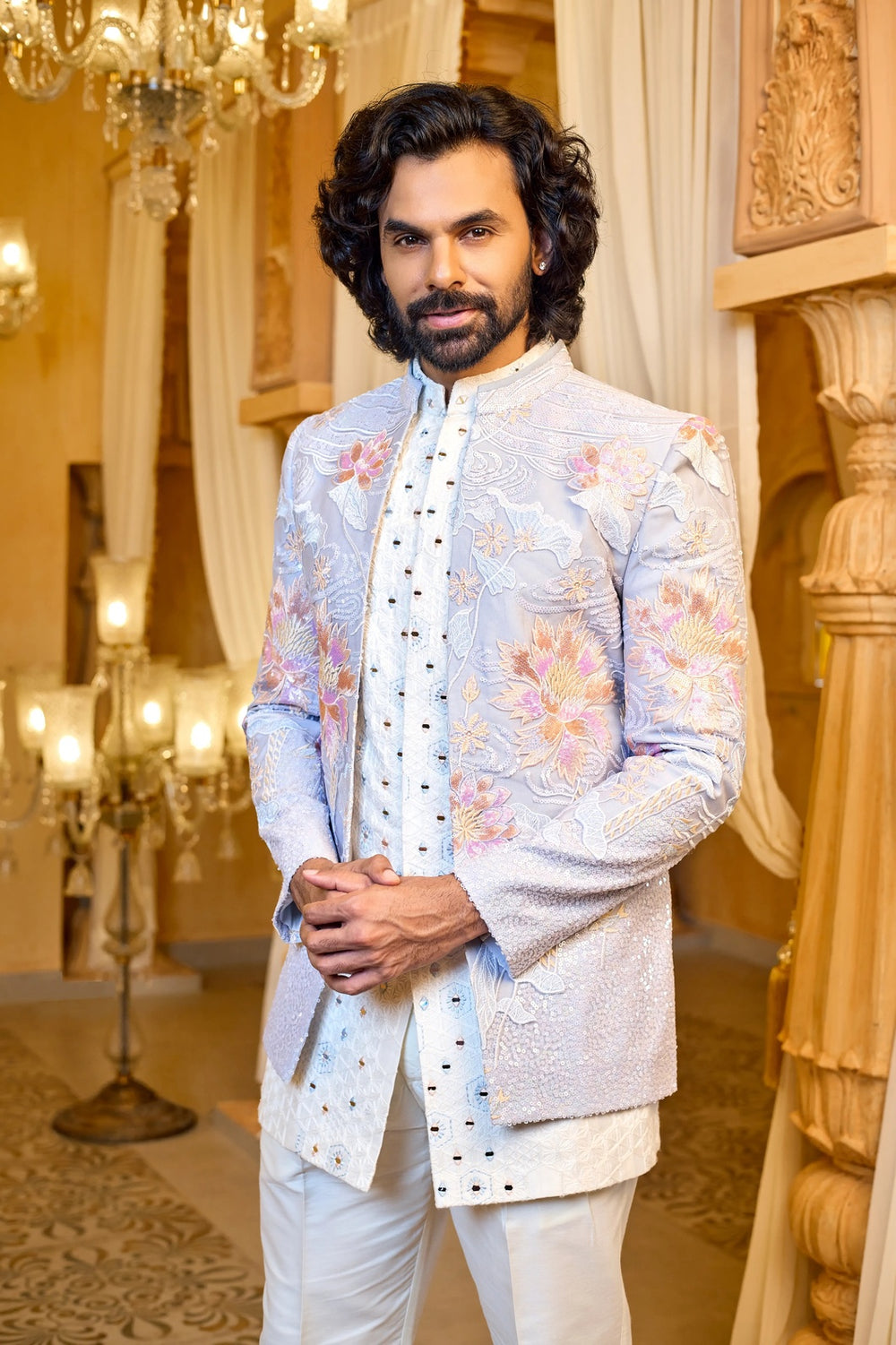 Festive indo-western - Pastel Bloom Indo-Western for Men