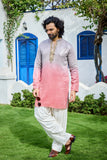Grey Pink Ombre Embroidered Kurta