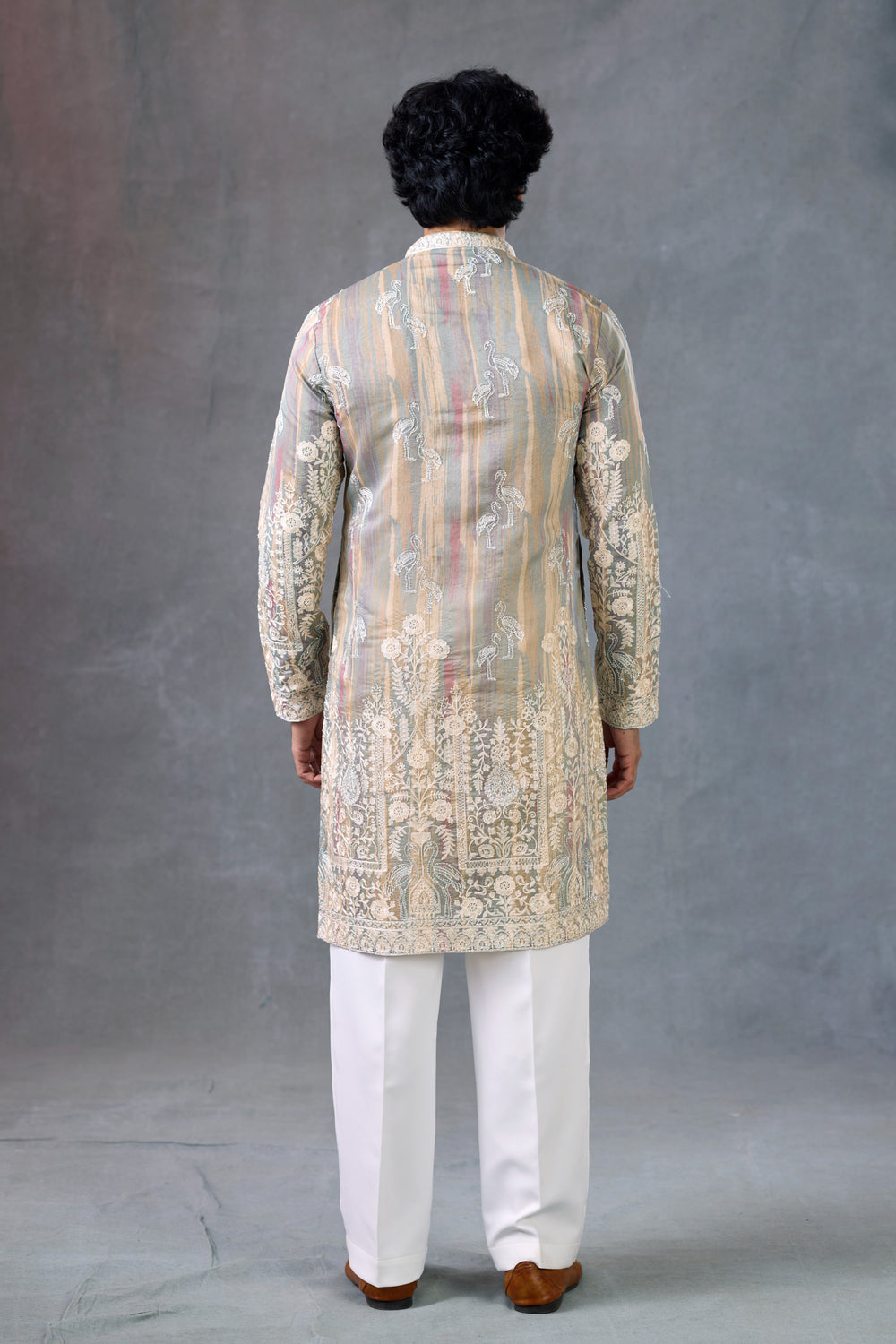 Heritage Bird Motif Designer Festive Kurta Ceremony Outfit