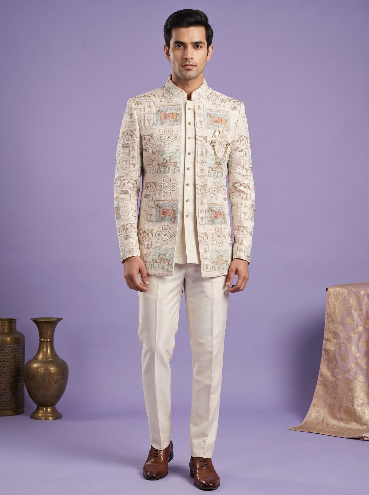 Heritage Ivory Indo Western Set