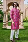Hot Pink Peacock Feather Kurta Set