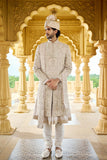 Ivory Jardozi Embroidered Groom Sherwani