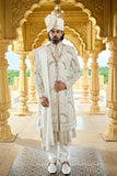 Ivory Luxury Anarkali Sherwani with Mirror Handwork