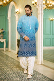 Kurta collection - Blue Ombre Embroidered Kurta Pajama