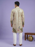 Kurta Collection – Designer Champagne Beige Embroidered Kurta for Men