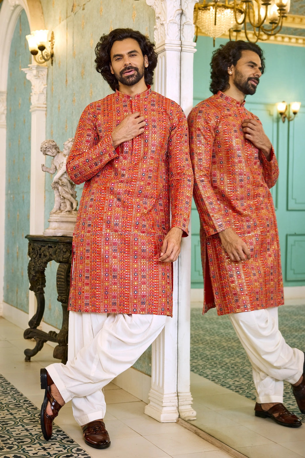 Multicolour ethnic kurta men