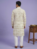 Kurta for mens - Men’s Off-White Designer Festive Kurta with elegant designer look