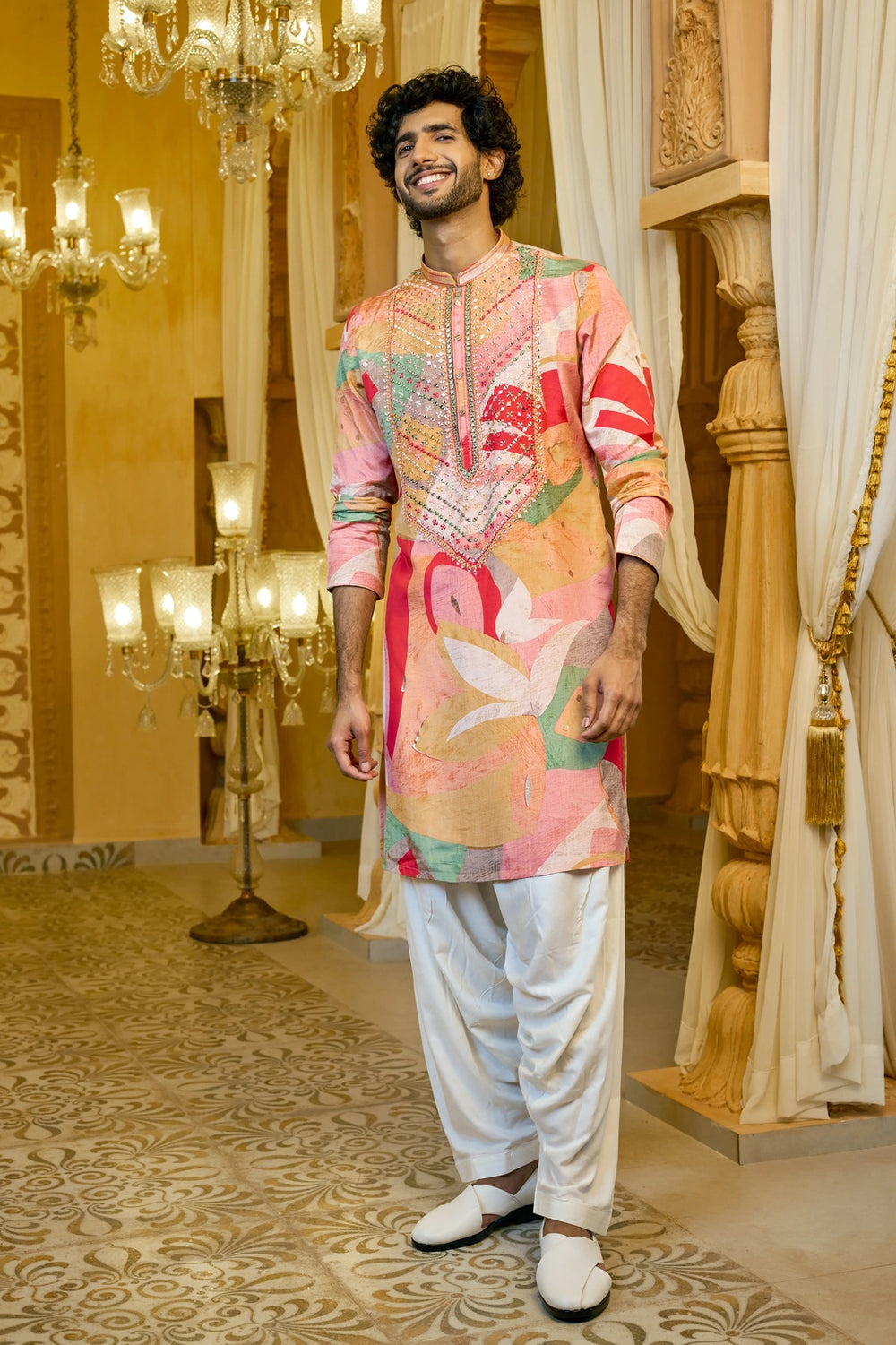 Kurta Set – Festive Radiance Mirror Work Kurta for Men