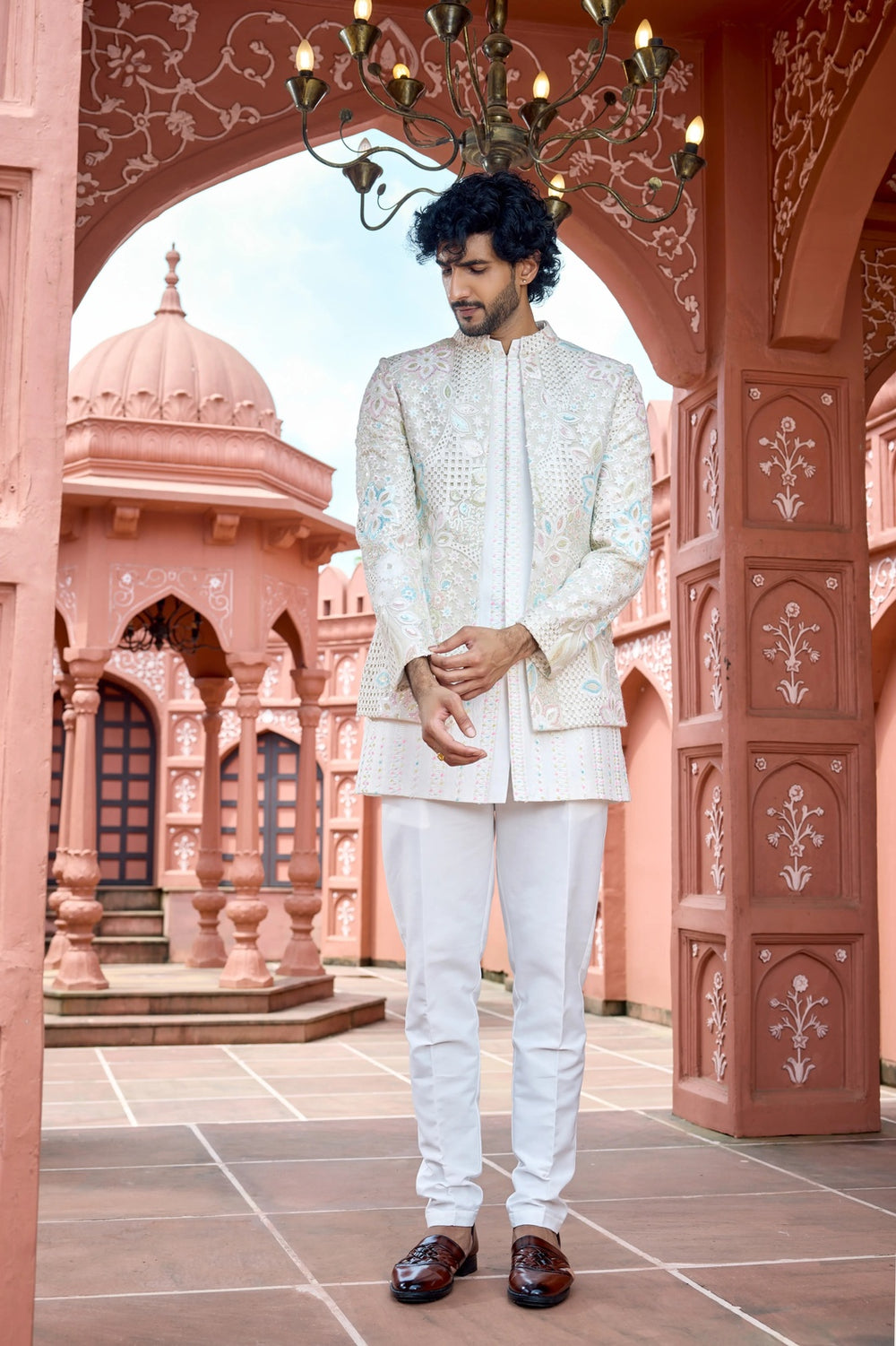 Mens indo-western - Ivory Peach Harmony Indo-Western