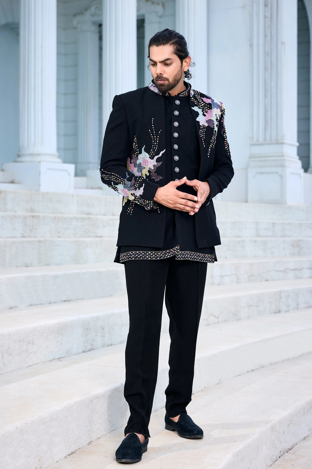 Multicolour Embroidered Indo Western