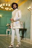 Mens indo-western kurta - Cream Floreal Open Indo-Western
