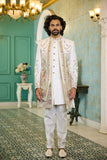 Mens indo-western kurta - Ivory Regal Tapestry Indo-Western