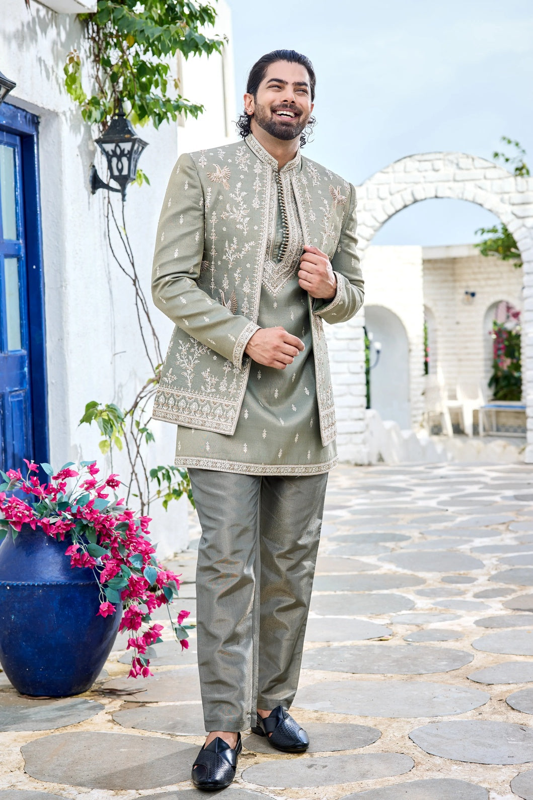 Gold Embroidery Sherwani Men