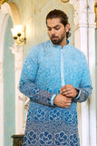 Mens kurta - Blue Ombre Embroidered Kurta Pajama